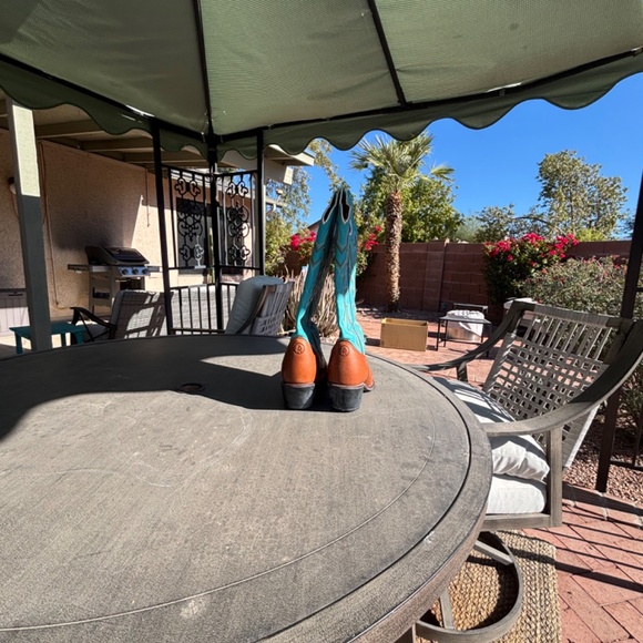 Tony Lama Buckaroo Chestnut/Turquoise Woman's Boot - Woman's size 9 - Picture 4 of 5